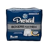 Prevail Maximum Absorbency Incontinence Boxers for Men, Small/Medium, 12-Count