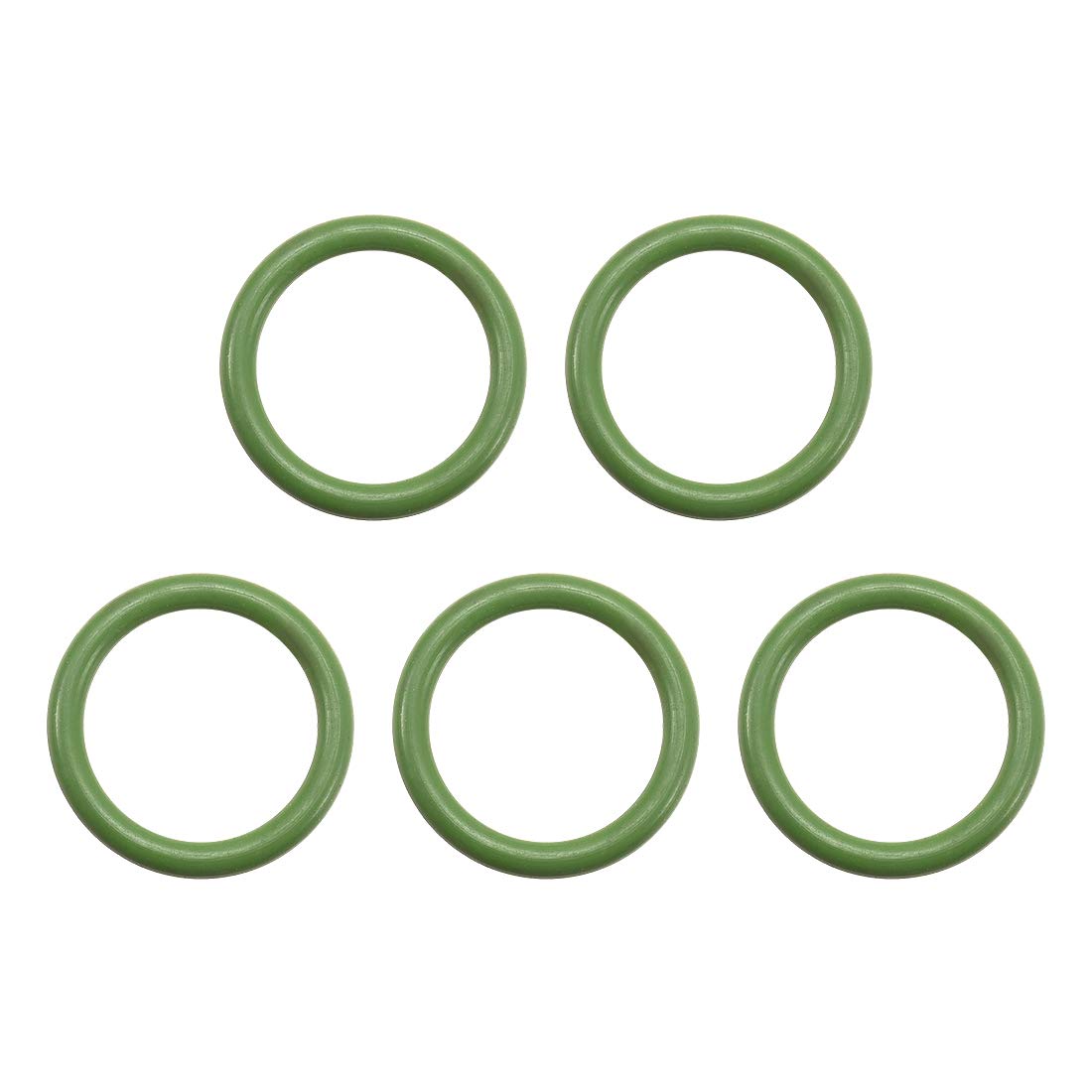 Sourcingmap Fluorine Rubber O-Rings, 20mm OD 15mm ID 2.5mm Width FKM Seal Gasket for Machinery Plumbing, Green, Pack of 5