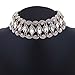Hunputa Luxury Women Crystal Rhinestone Full Diamonds 3 Layers Collar Wide Choker Necklace Jewelry Gift (Gold)