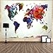Tushelia World Map Tapestry Watercolor Tapestry Abstract Map Tapestry Wall Hanging Colorful Globe Tapestry Stylish Painting Map Tapestry for Living Room Dorm Wall Decor