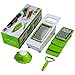 BestFire Adjustable Mandoline Slicer Vegetable Slicer Grater Cutter Chopper, Julienne Slicer Food Slicer with 5 Interchangeable Blades Food Container Safety Holder Vegetable Peeler (Green)
