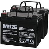 Weize 12V 35AH Deep Cycle Battery for Scooter Pride Mobility Jazzy Select Electric Wheelchair - 2 Pack in Series 24V