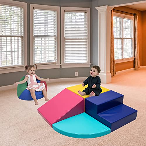 HSQQ Kids Indoor Climber&Crawl Soft Play Structure Baby Nugget Couch 4Piece Large Soft Foam