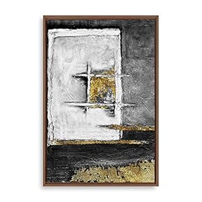 Framed Canvas Home Artwork Decoration Golden Abstract Art Canvas Wall Art for Living Room, Bedroom - 16x24 inches