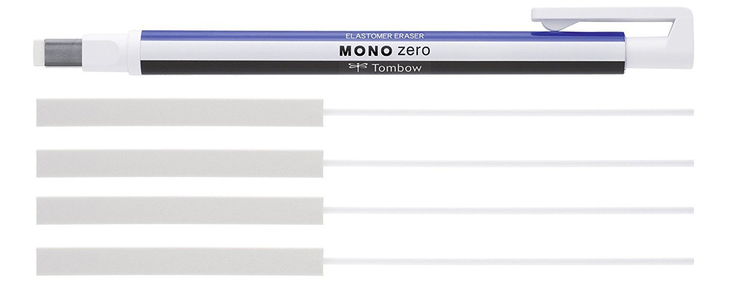Tombow Mono Zero precision eraser and refill Mono Zero + 2x Refill White