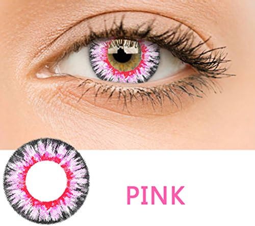 Multicolor Cute Charm and Attractive Fashion Blends Cosplay Eyes Contact Lenses Cosmetic Makeup EyeShadow(Pair) (Pink)