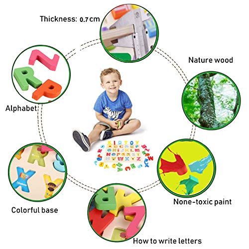 Joqutoys Wooden Alphabet Puzzle Toddlers Learning Upper Case Letters Blocks ABC Puzzles Educational Toys for Girl Boy Gifts