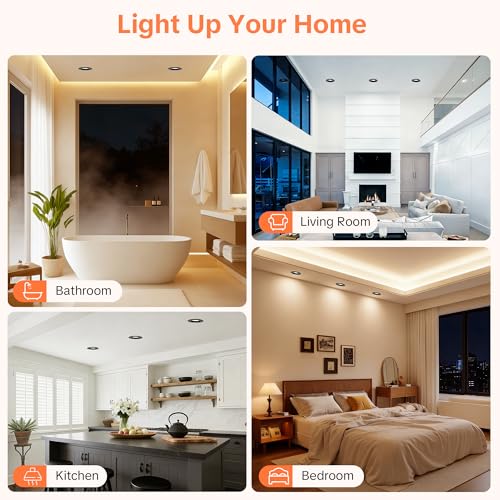 Aulaiyi LED Downlight Recessed Ceiling Dimmable 230V, 5W 500LM LED Spotlights Indoor Rotable Ceiling Warm White Neutral White Cool White, IP44 Extra Flat Portholes, Cut 68-80mm, Black 10 Pack