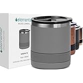 Elemental Recess Lowball Tumbler, 10oz Triple Wall Stainless Steel Cup with Non-Shattered Tritan Lid, Insulated Whiskey Glass, Insulated Coffee Tumbler Mug for Hot & Cold Drinks - Graphite