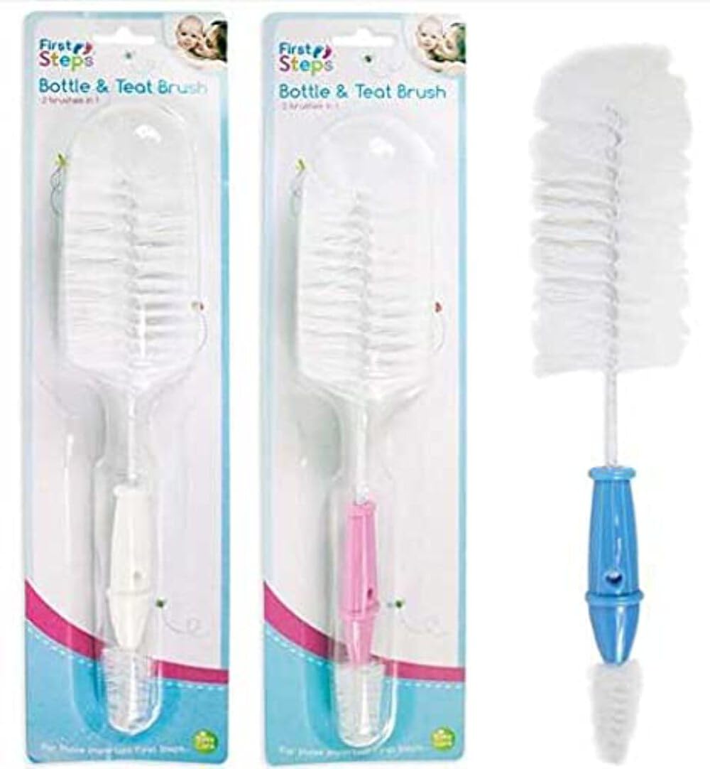 RSW 1 Bottle and Teat Brush, 2 Brushes in 1, Ideal for Cleaning Training Cups, Wide Neck Bottles, Lids, Valves, Baby, 2 in