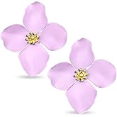 ZENZII Flower Petal Statement Gold Center Stud Earrings with for Women