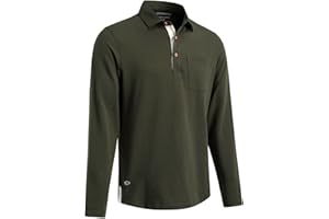 VEBOON Mens Long and Short Sleeve Polo Shirts Pocket Casual Solid Cotton Blend Drop Cut Collared Polo Shirts for Men