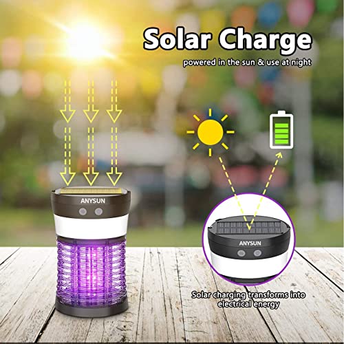 Bug Zapper Solar Powered, Electric Mosquito Zappers Killer, Anysun