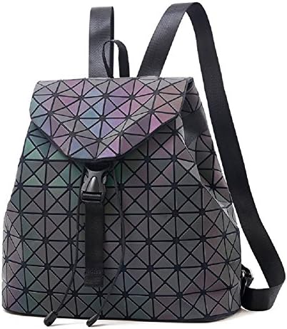Women Geometric Luminous Backpack Handbag Fashion Shoulder Bag Lingge Flash Travel Rucksack NO.1