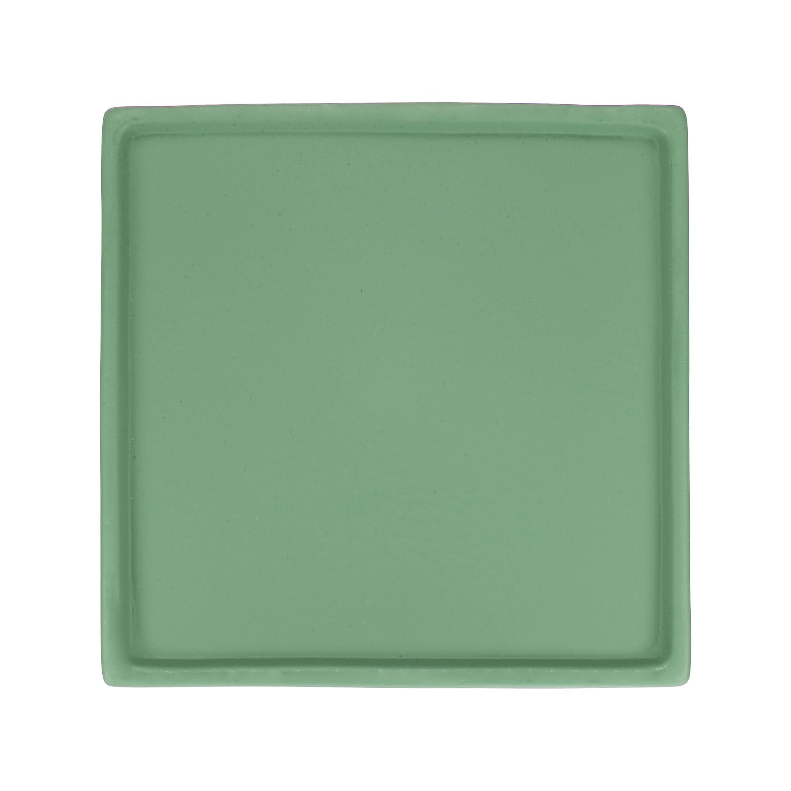 M METERXITY Ceramic Plant Saucer, 6.3 Inch Plant Water Catcher Tray, Plant Pot Saucers for Indoor/Outdoor Plants/Flower Drainage Drip Water Tray [Square Black Green]