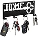 Black Key Holder For Wall With Hidden Mail Organizer - Decorative and Unique 5 Key Rack Hooks