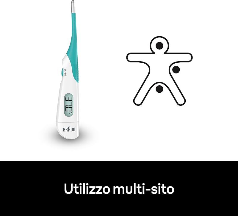 High Speed Termometro digitale , Termometro stick digitale per utilizzo multisito , Per via orale, rettale o ascellare , Adatto a neonati e bambini , Marchio #1 tra i dottori 1 , PRT1000