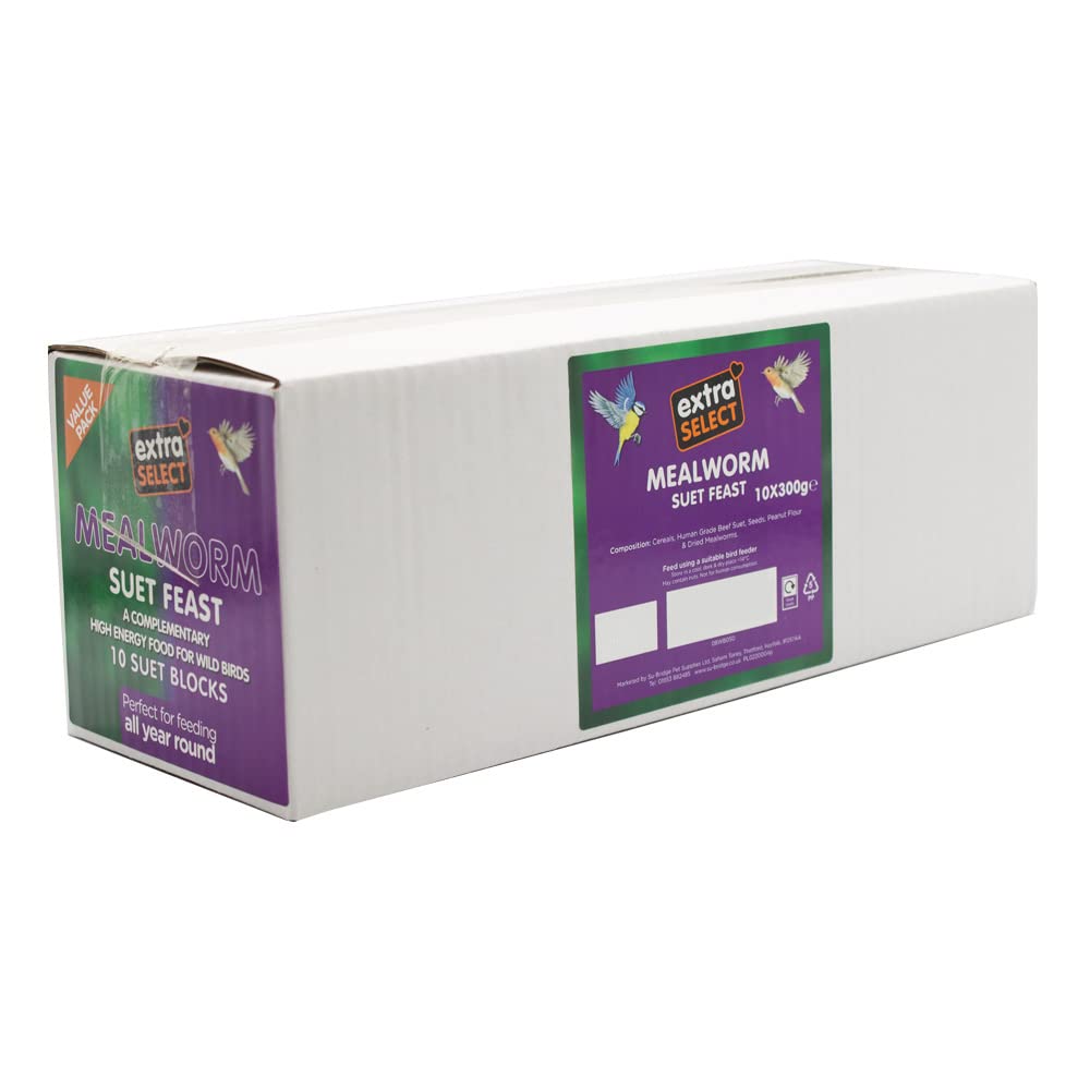 Extra Select Wild Bird High Energy Mealworm Suet Blocks 10x300gm