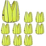 XSHIELD XS0008-10,High Visibility Safety Vest with Silver Stripe,ANSI Class Unrated,Universal Size,Pack of 10 (Yellow)