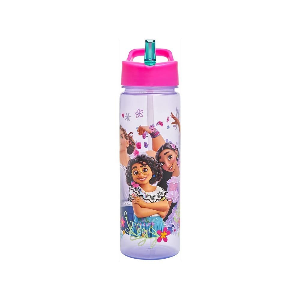Encanto Water Bottle Flip Up Straw 600ml – Official Disney Merchandise by Polar Gear – Kids Reusable Non Spill - BPA Free - Recyclable Plastic - Ideal For School Nursery Sports Picnic