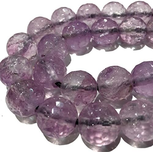 [AfricaGemsUSA] Brazilian Cape Amethyst- Grade AA (Semi-Transparent) 12mm Faceted Round Beads. Approx. 8"