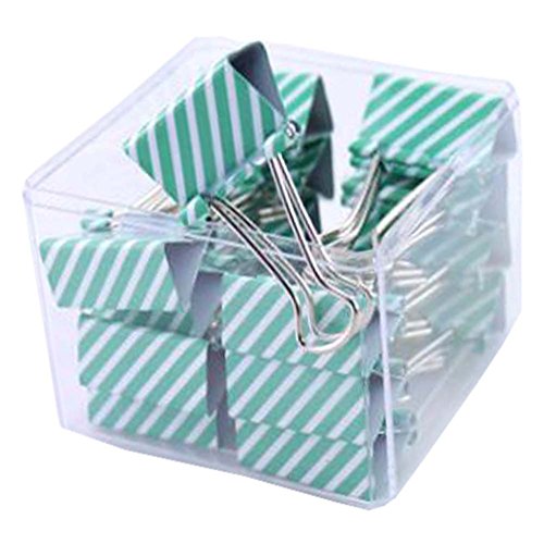 [Green Stripe] Printing Metal Binder Clips Paper Clips,32mm, 1 Box-16Pcs - Thumbnail 2