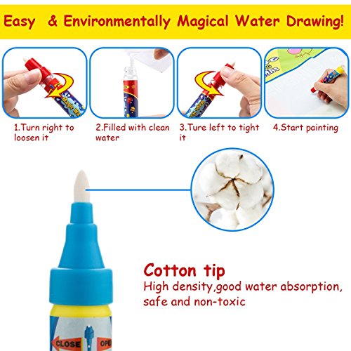Doodle Mat Toddler Toys Large Aqua pad Magic Water Drawing Mat with 4 Doodle Pens Color for kids Learning Painting Best Educational Boys Girls Gift Size 31.5" x 23.6" - Thumbnail 5