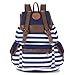 Rbenxia Canvas Backpack School Bag Stripe School College Bag for Teens Students Unisex Shoulder Daypack Handbag in Navy Style Knapsack with Striped Pattern for Girls Boys