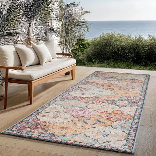 the carpet Palma - Outdoor Teppich wetterfest – Balkon Teppich, Terrasse & Garten – UV-beständig, pflegeleicht, Indoor Outdoor Teppich, Mehrfarbig, Bu