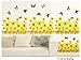 Kappier Yellow Gerbera Daisy Flowers / Sunflowers with Butterflies Over Fences Wall Decals