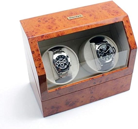 Heiden Battery Powered Dual Watch Winder in Burlwood Watches