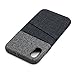 Dockem Luxe Wallet Case for iPhone X/XS: Slim Minimalist Case w/ 2 Credit Card Holder Slots: UltraGrip Canvas Style Synthetic Leather (Black and Grey)