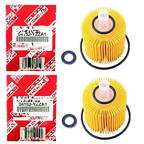 2 Pack 04152-YZZA1 Oil Filter + Drain Plug Gasket Fit for Highlander Camry Rav4 Sienna Avalon ES350 RX350 IS250 GS350 RX450H NX200t