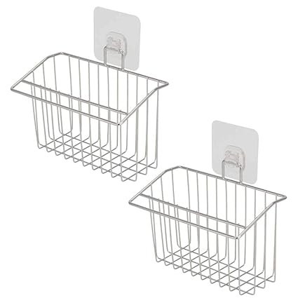 BESTONZON 2 Pcs Stainless Steel Kitchen Sink Caddy Organizer/Sponge Holder/Liquid Drainer Rack,Kitchen Organizer Tool
