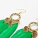 Pandahall 1Pair Fashion Feather Earrings with Brass Earring Hooks Long Dangle Earrings for Women Lady Girls Gifts Green