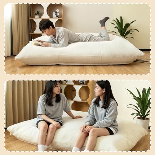 WWI Soft Bean Bag Cozy Bean Bag Bean Bag Chair Best for Lounging Indoor Kids & Adult Soft Velvet Fabric Comfy Couch with Handle (beige)