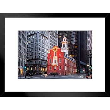Poster Foundry Iconic Old State House Boston Massachusetts Photo Art Print Matted Framed Wall Art 26x20 inch