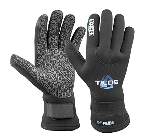 Tilos Neoprene Diving Gloves with Touch Fastener, 3mm and 5mm, for Men and Women (Medium, Neoprene 3mm Thickness)