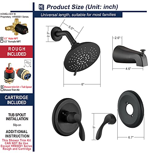 Homelody SingleHandle Tub and Shower Trim Kit(Valve Included) ,Shower