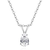 DAKKXN Moissanite Necklace for Women, 1CT Pear Cut D Color VVS1 Moissanite Pendant, Sterling Silver Plated 18K White Gold, Perfect for Daily Wear and Special Occasions