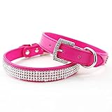 Didog Full Crystal Rhinestones Shing Diamonds PU Leather Dog Pet Collars with Rhinestones Buckle