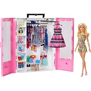 Barbie Fashionistas Ultimate Closet & Doll - Portable Fashion Playset with Carry Handle - 2 Sets of Clothing…