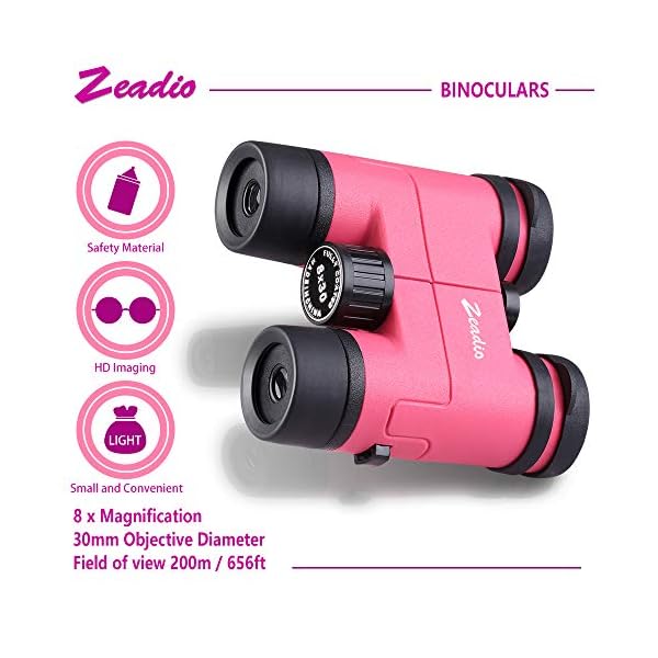 Zeadio Fernglas für Kinder, ideal zum Ansehen von Fußball-Safari-Sightseeing, Camping und Reisen - Rosa – Bild 3