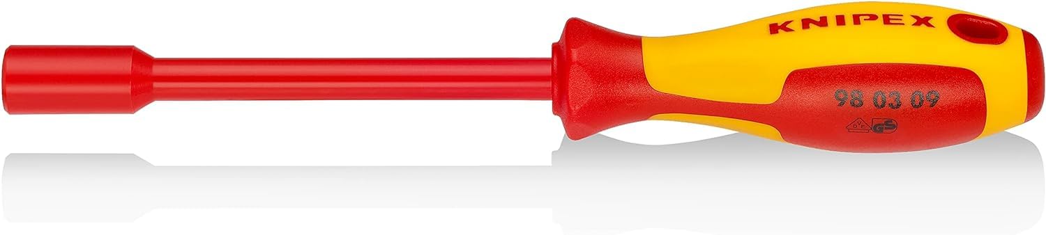 KNIPEX Nut Driver with Screwdriver Handle Insulated with Multi-Component Grips, VDE-Tested 237 mm, 98 03 09
