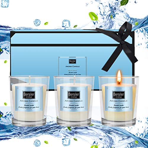 Bersiler Aromatherapy Candles, Scented Candles Gift for Women Birthdate Soy Wax Candle 3 Pcs X 4.5 OZ Mother\'s Day Anniversary ：Blue Water