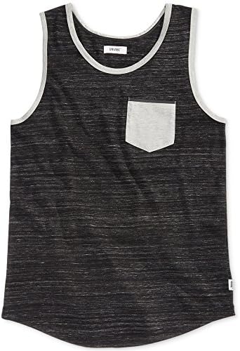 Univibe Rick Marled Chest Pocket Tank Top Shirt (Black, Large)