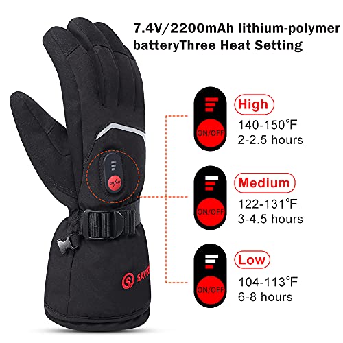 Rechargeable Heated Gloves Battery Electric Ski Gloves with 3 Heating