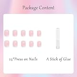 EONFAVE 24 Pcs French False Nails Nude White Square Press On Nails view 6