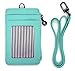 ID Card Holder Wallet With Landyard and Zipper Badge Case Genuine Leather for Women (Mint)