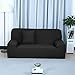 uxcell Stretch Sofa Cover Loveseat Couch Slipcover, Machine Washable, Stylish Furniture Protector with One Cushion Case (3 Seater, Black)